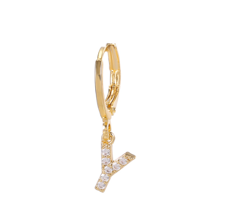 A-Z Letter Earrings Fashion Gold Plated Hoop Drop Earrings Diamond Stud Earrings Women's Jewelry Y