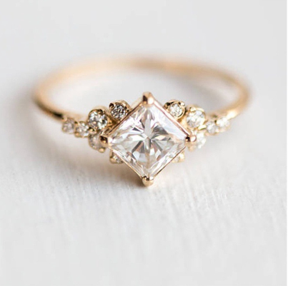 Women Cubic Rhinestone Crystal Engagement Ring