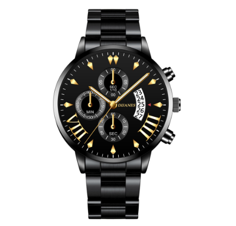 Luxury Men Stainless Steel Quartz Watch Business Casual Calendar Wrist Watch 03