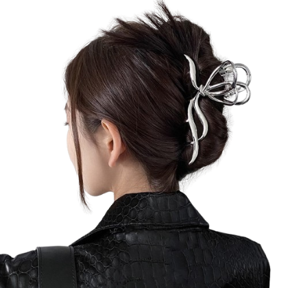 Lovito Women Casual Plain Metal Hair Clips LFA03137 (Silver)