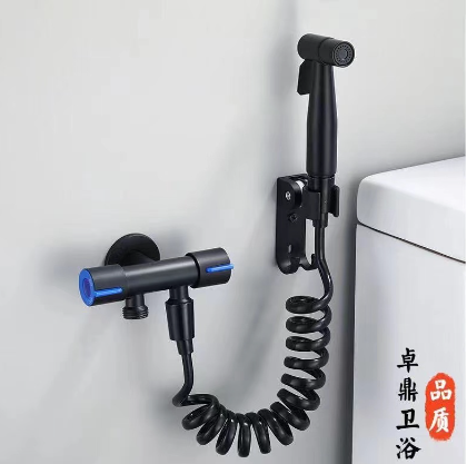 RCG Stainless Steel Black Angle Valve One Half One Way Into Two Out Control Multi-function Faucet