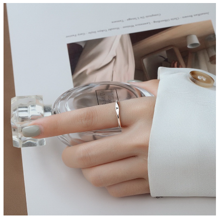 Fashion 925 Silver 26 A-Z Initial Letters Open Ring Birthday Jewelry Adjustable Gift For Women E
