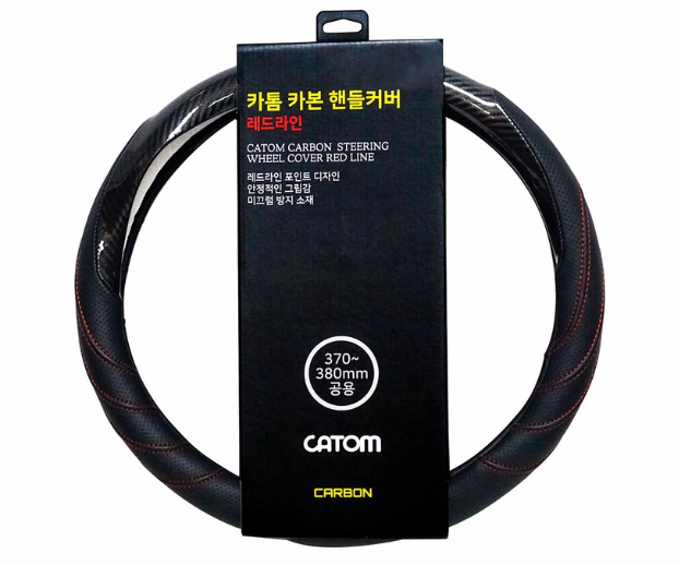 Catom Carbon Steering Wheel Cover 370-380mm (Red Line)