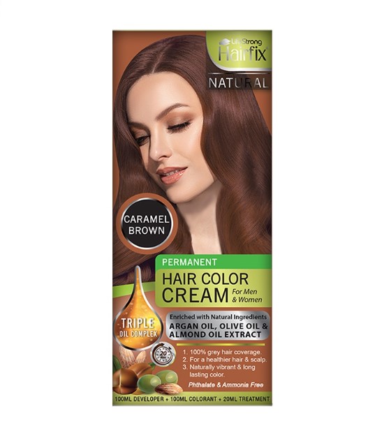 Hairfix Natural Hair Color Cream Caramel Brown 200ML
