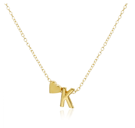 Necklace 26 Letter Pendant Necklace Women Peach Heart Shaped Clavicle Chain Necklace Accessories K