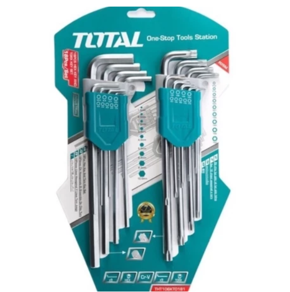 TOTAL TOOLS THT106KT0181 18 Pcs Hex Key And Torx Key Set