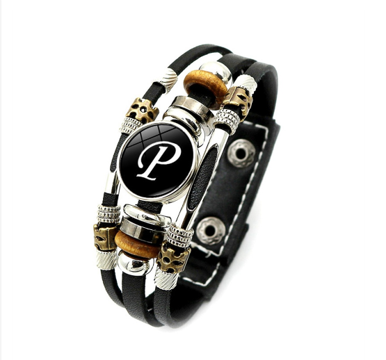 Fashion 26 Letter Leather Bracelets Multilayer A-Z Name Initials Bracelet For Men Women Wrist Accessories Jewelry Birthday Gifts P