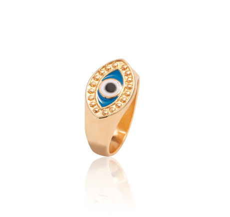 Oil Painting Gold-Plated Devil's Eye Ring Personalized Electroplated Women's Fashion Ring Opening Women's Accessories Jewelry D9