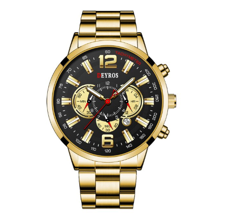 Fashion Mens Sports Watches Men Stainless Steel Quartz Wrist Watch Calendar Luminous Clock Man Business Casual Leather Watch 3