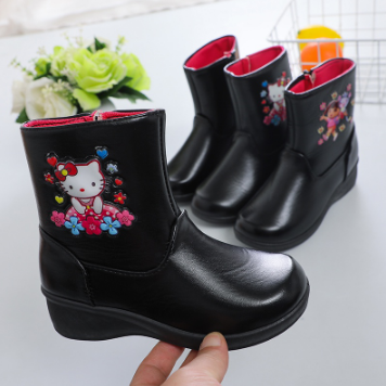 New High Top Black Shoes for Kids Girls Zip Ankle Boots for Kids Size 26-35