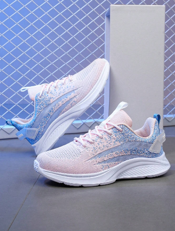 Women's Sports Shoes, Lightweight & Fashionable Casual Running Shoes With Soft Sole For Outdoor Activities, Pink Low-Cut With Laces.