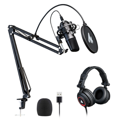 Maono AU-A04H USB Microphone With Studio Headphone Set 192Khz/24 Bit Vocal Condenser Cardioid Podcast Mic