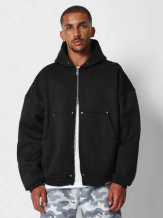 SUMWON Zip Through Carpenter Detail Hoodie With Studs