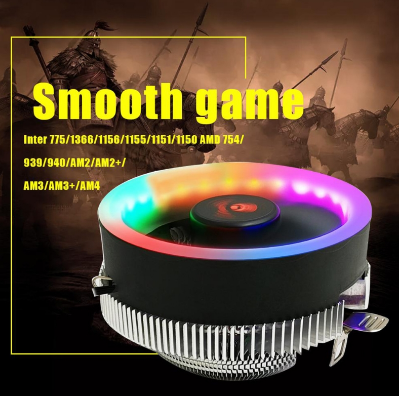 COOLMOON 3 Pin Cooling Fan Heatsink For Socket LGA 775/1150 With RGB Multicolored Design