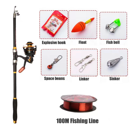 Fishing Rod Combo 0.6-2.1M Telescopic Fishing Rod and Spinning Fishing Reel Fishing Set Carp Fishing