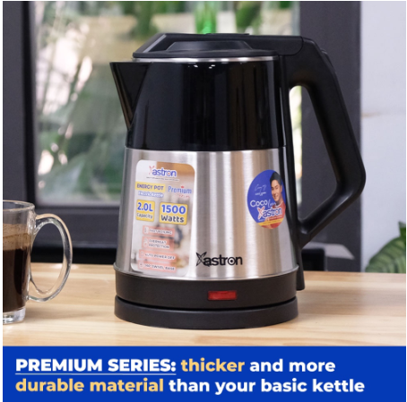 Astron Energy Pot 2L Electric Kettle (Black) | 1500W | Premium Series | Heat Protection