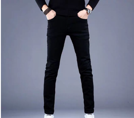 Men's Jeans Black Slim Straight Casual Fashion Stretchable Pants