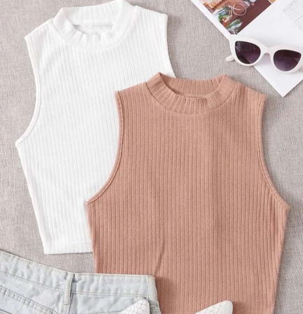 Knitted Sleeveless Turtle Neck High Quality Fitted Tops
