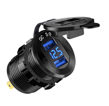 CAR/MOTOR Waterproof Alloy Charge 3.0 Dual USB with LED Voltmeter