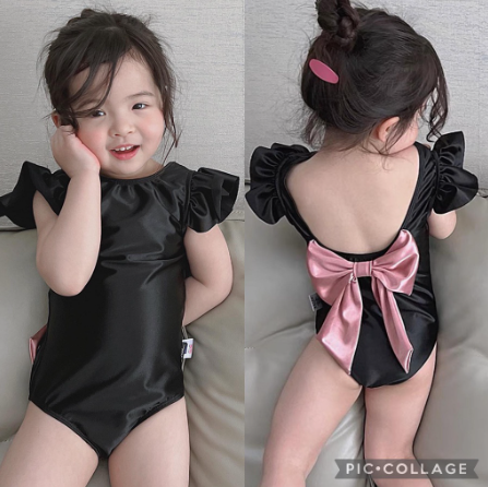 Kids Korean Style Cute Ribbon Mini  Swimsuit