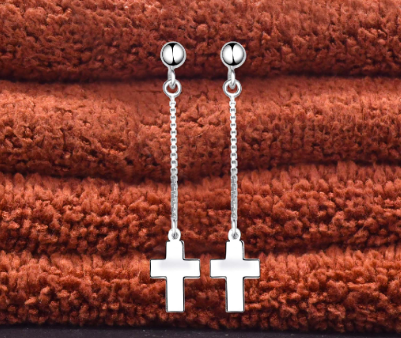 Italy Sterling Silver Stud Dangling Earring