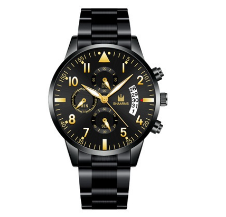 SHAARMS Stainless Steel Quartz Watch Date Calendar Men Business Watches M3