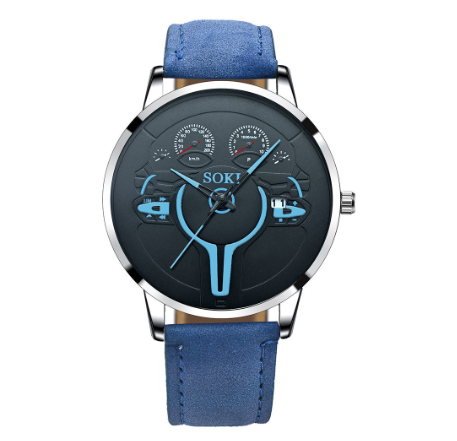 Men's calendar sports watch quartz watch Fashion Pu leather strap student watch 001