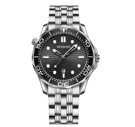 Binbond Men Business Steel Band Quartz Watch Rotating Dial Waterproof Unique Watch Men M12
