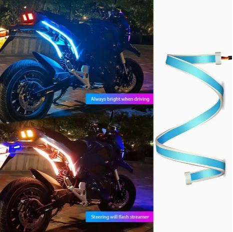 2pcs Flexible Motorcycle Turn Signal Lights 60cm/23.62in Led Light Strip Dual Color DRL LED Car Daytime Running Lights 12V Waterproof
