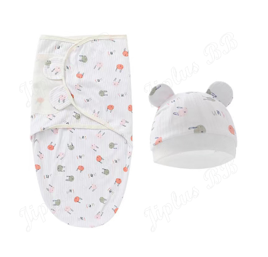 Newborn Baby Muslin Swaddle Blanket Hat Set Swaddle Bedding Wrap Blanket Baby Swaddling S33