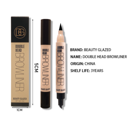BEAUTY GLAZED Eye Makeup 2 in 1 Eyebrow Pencil & Eyeliner Waterproof Longlasting Finish Beginner Eye Brow Fork Tip Pen 3 Colors Eye