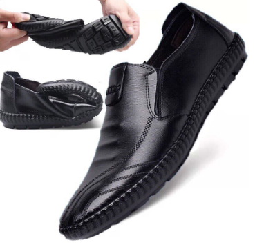 New Leather Men’s Fashion Rubber Shoes  Add 1 Size