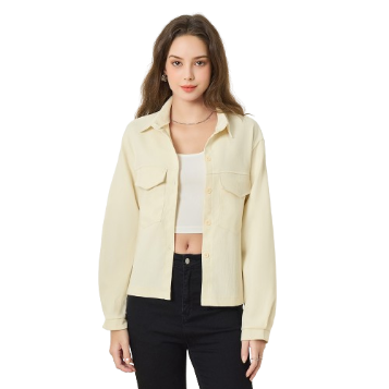 Lovito Women Pocket Button Front Blouse LNA29011 (Apricot)