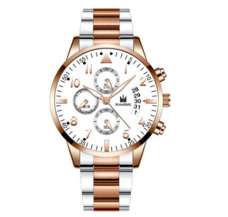 SHAARMS Stainless Steel Quartz Watch Date Calendar Men Business Watches M13