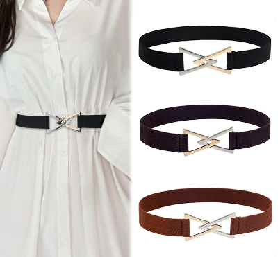 Women's Elastic Belt Decorative Coat Skirt Triangle Buckle Belts