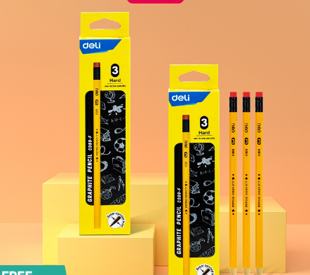 Deli Drawing Pencil Set With Soft Eraser Art Dedicated Sketch Pen Painting No.1 2 3 12pcs/box CC089