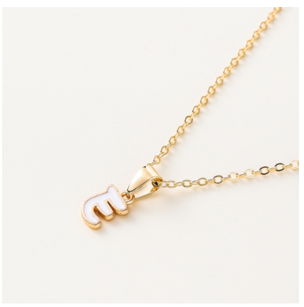St.kunkka Three-Dimensional Metal English Letter Pendant Necklace Ladies Necklace A-Z for Gift E