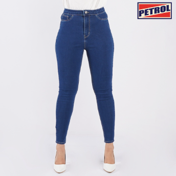 Petrol Basic Denim Pants for Ladies Power Shaper Fitting Extreme Wash Hi Rise 149723 Medium Shade