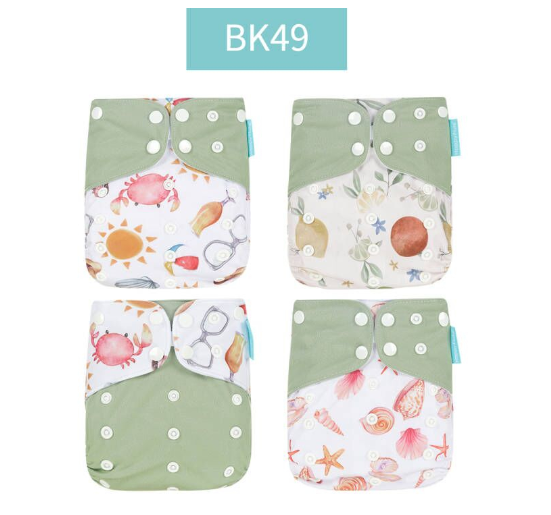 Happyflute 2023 Baby Reborn 4pcs set Washable Eco-friendly Baby Cloth Diaper Ecological Adjustable Nappy Reusable Diaper SET46