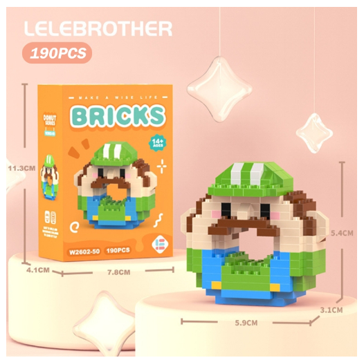 Lboyu Cute Cartoon Donut Building Block Ornaments Compatible with Lego Children's Toys M39