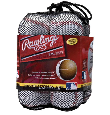 Rawlings | Official League Recreational Use Practice Baseballs | Youth | Bag of 12 | OLB3BAG12 | 12 Count