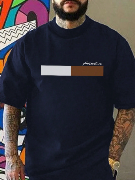 Men's Letter Printed Short Sleeve T-Shirt, Suitable For Summer Casual Occasions