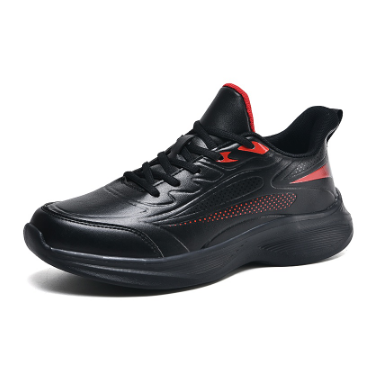 Big Size 38-45 Men Sport Shoes Autumn Waterproof Leather Lace Up Sneakers Black Outdoor Men Walking Running Shoes Black Khaki