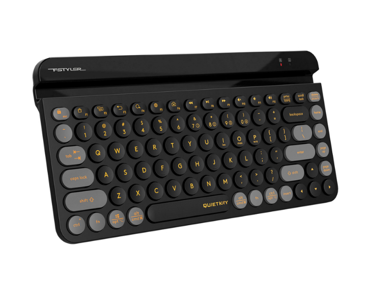 A4Tech FBK-30 Quiet Key Bluetooth 2.4GHz USB Dual Connectivity Mode Multi-Device Wireless Keyboard (Blackcurrant)