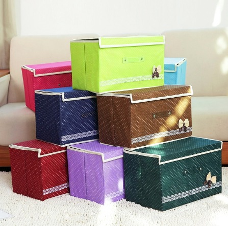 2 in 1 Woven Cloth Storage Box Foldable Storage Box Organizer Clothes Storage