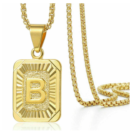 26 Letter Necklace Initial Pendant Men Women Fashion New Gold Plated Silver Plated Box Chain 22 Inch Factory Wholesale B
