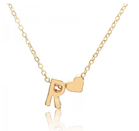 Necklace 26 Letter Pendant Necklace Women Peach Heart Shaped Clavicle Chain Necklace Accessories R