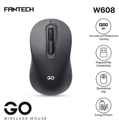 Fantech GO W608 Wireless Office Mouse Plug and Play Connectivity With Symmetrical Grip