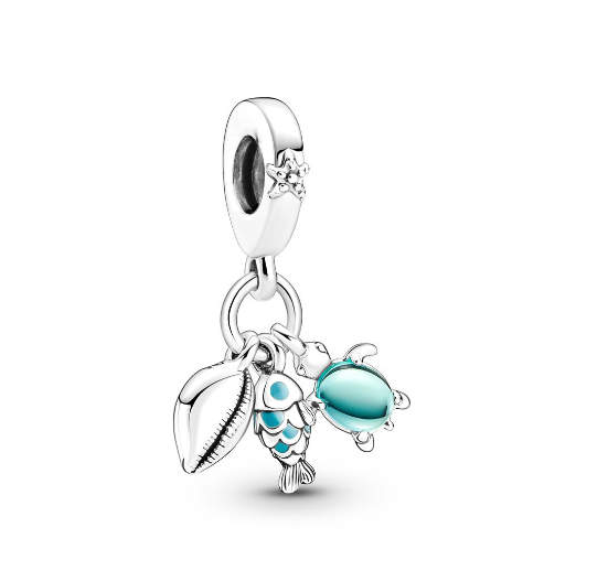 Turtle 925 Silver Pandora Dangle Charm Three In One Pendant Decoration For Bracelet Dream Catcher Beads S25