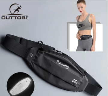 Outtobe Sports Running Belts Waist Bags Outdoor Waterproof Night Full Reflective Bag Zipper Waist Packs Fitness Chest Bags Running